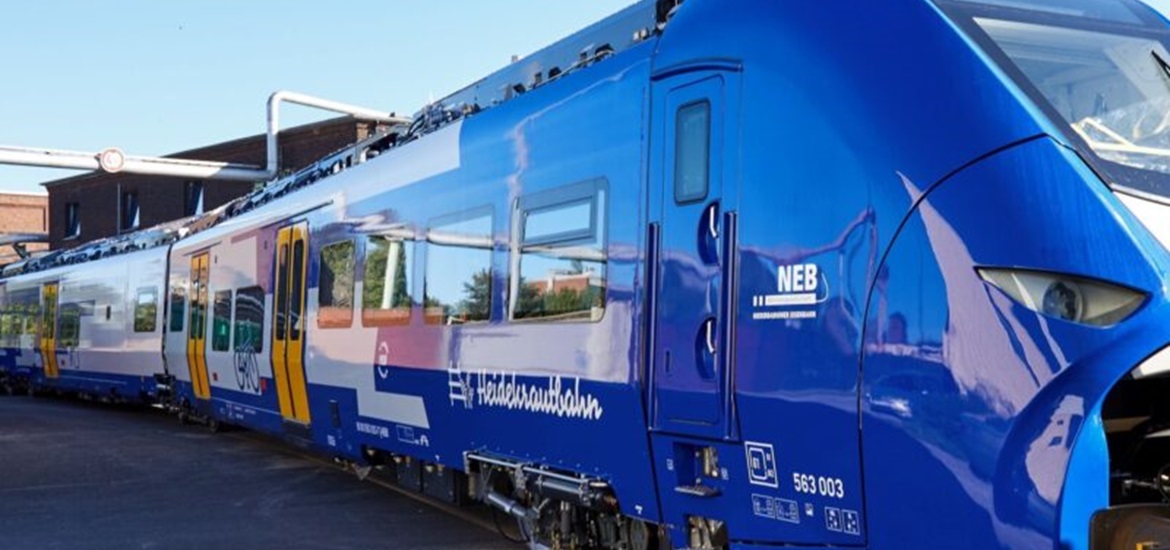 a blue electric train