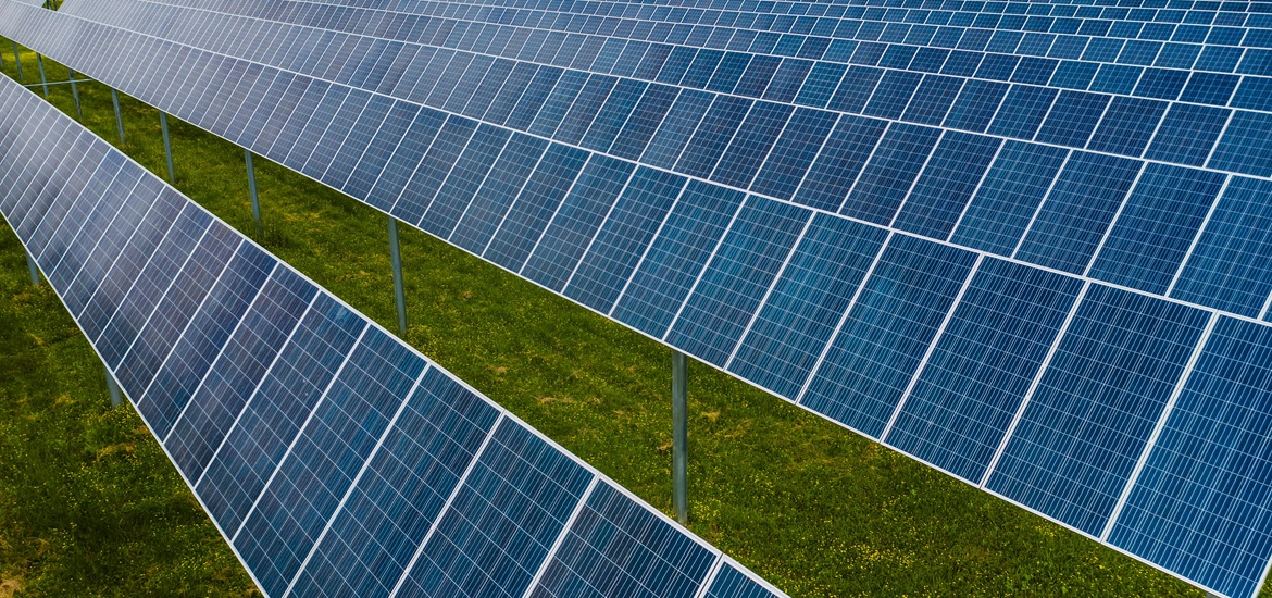 solar panels on green surface