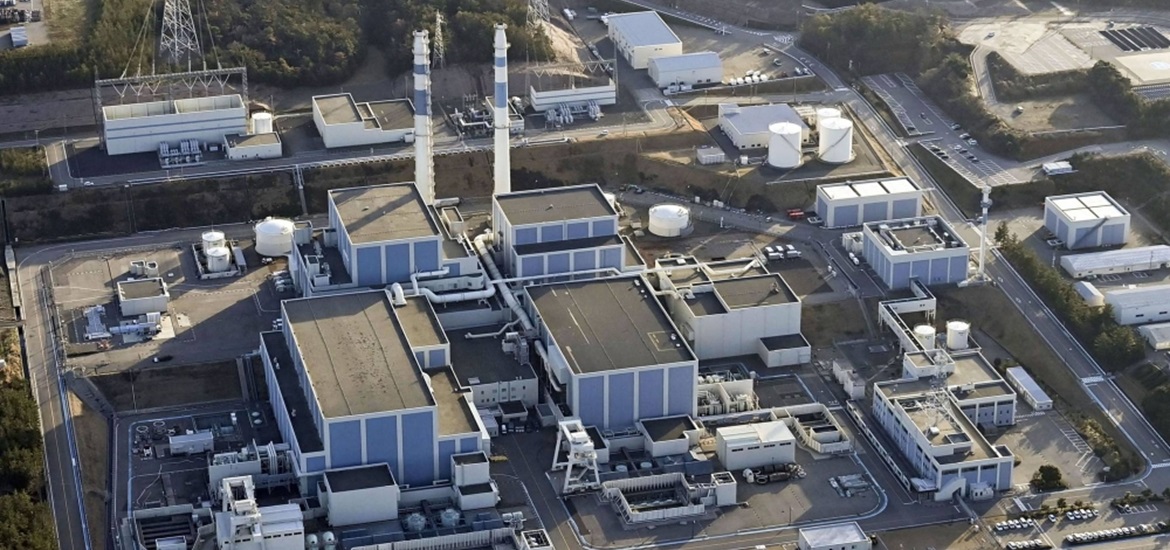 The Shika nuclear power facilities in Ishikawa Prefecture taken from the air