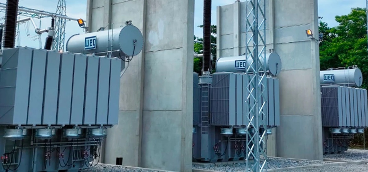 3 WEG power transformers, each separated by a concrete wall