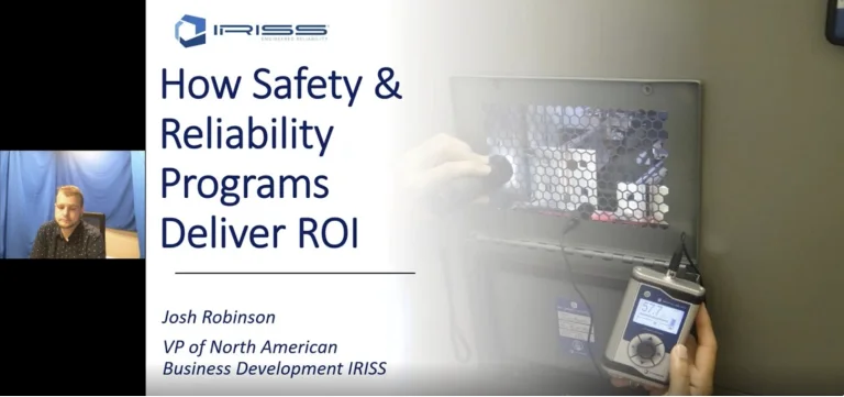 Text on a white background reads "How Safety & Reliability Programs Deliver ROI" above the name Josh Robinson.